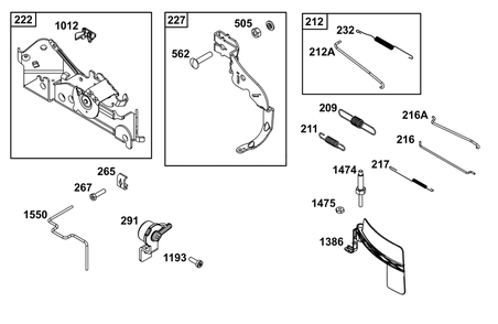 Controls Group Diagram and Parts List for 40N777-0009-B5 400000 - 699999 Briggs and Stratton Engine